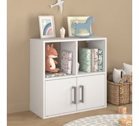 Стеллаж Letta Quattro New 4 секции, квадрат с дверками, Белое тиснение 642x644x288 L3708