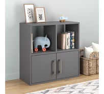 Стеллаж Letta Quattro New 4 секции, квадрат с дверками, Графит 642x644x288 L3708.09/01