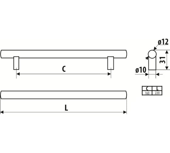 Ручка-скоба для мебели Gamet кварцованный никель RE10-0160-G0007