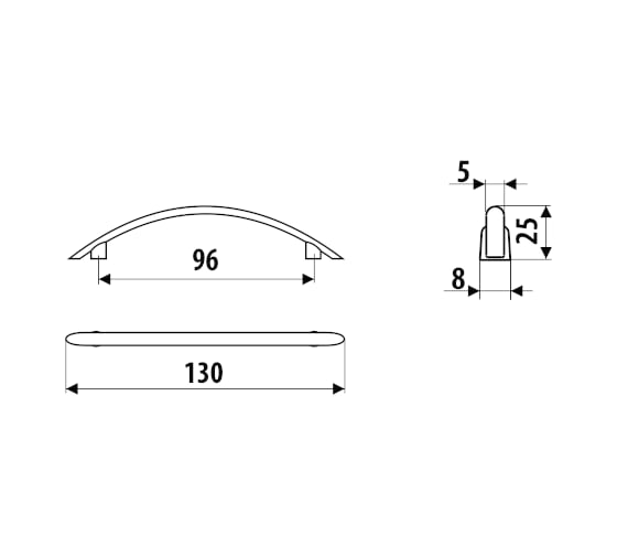 Ручка-скоба для мебели Gamet латунь US05-0096-G0003