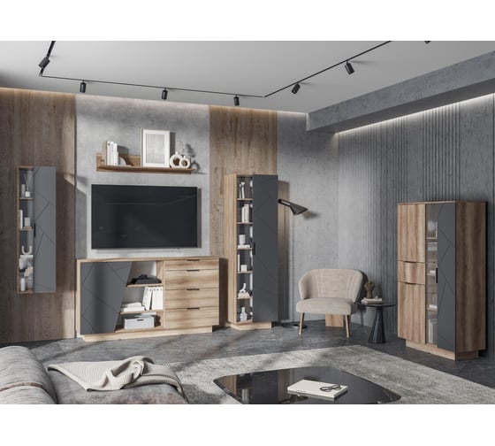 Комод Диамо КМ 01 софт графит / дуб каньон Woodville 545998