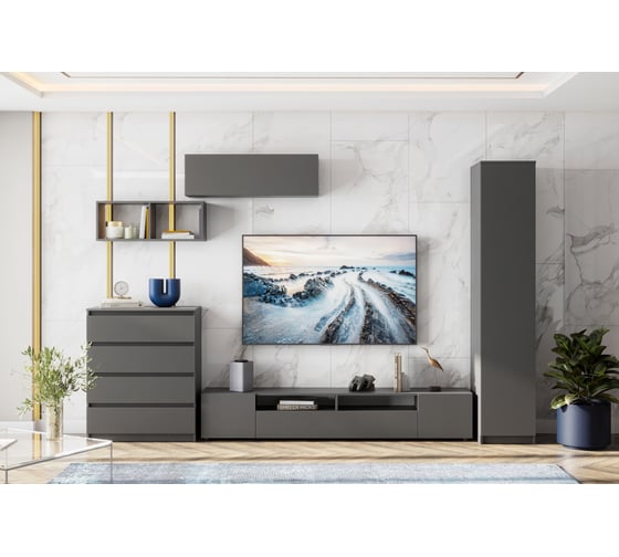 Комод Сибити 4 ящика графит серый Woodville 582750