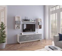 Готовая гостиная Огюст Мини сосна белая лофт / каспий темный Woodville 490788