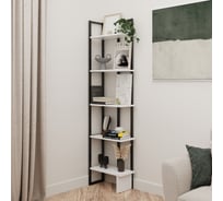 Стеллаж Letta Tokyo угловой ЛДСП Белое тиснение, черный металл 470x1758x232 LMK1270201