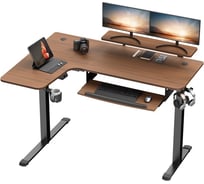 Стол для компьютера Eureka угловой левый c электрической регулировкой по высоте ERK-L60L-WN ERK-L60L-WN-V1