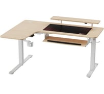Стол письменный для компьютера Eureka угловой с электрической регулировкой по высоте правый, клен ERK-EHD-L60R-MW