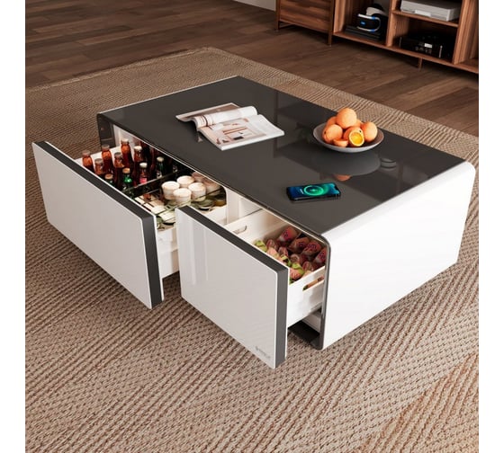 Умный кофейный столик Eureka с холодильником TB90, White+Black ERK-90Ma2-W
