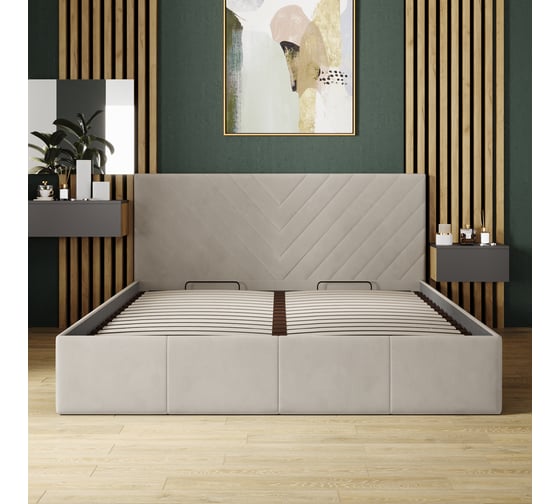 Кровать с подъемным механизмом ТриЯ Милана (1600) Тип 1 / Велюр Confetti Cream 259650