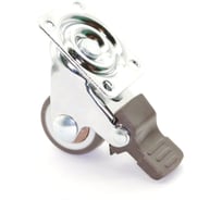 Колесо поворотное Brante 24 мм с тормозом с подшипником серая резина комплект 4 шт 655130