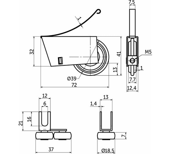 Комплект AKS SENATOR открытый, для 1 раздвижной двери, LIGHT (50 кг) 38761