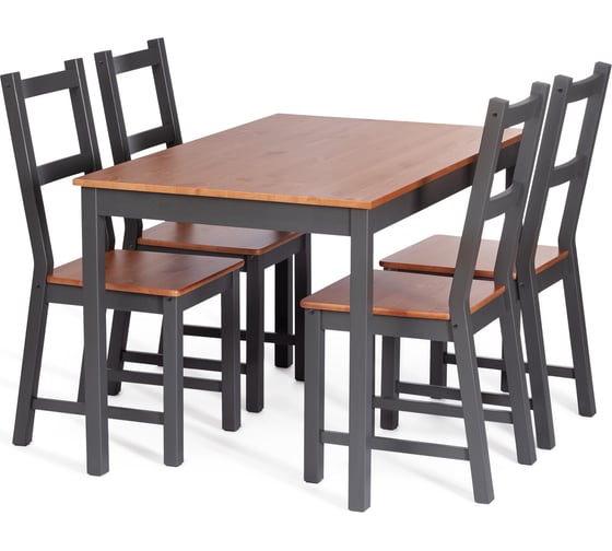 Обеденный комплект Tetchair Соната (стол + 4 стула) / Sonata dining set массив сосны, стол: 120x75x73см стул: 41x50x95см, антик /графит 21793