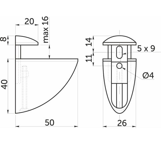 Полкодержатель AKS PELIKAN малый, хром 47457