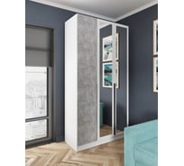 Шкаф Арника Мадрид (1,2) с зеркалом белый/ателье светлое 00-00161834