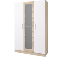 Шкаф Арника 3-х створчатый с зеркалом Леси, дуб сонома/белый Н144685