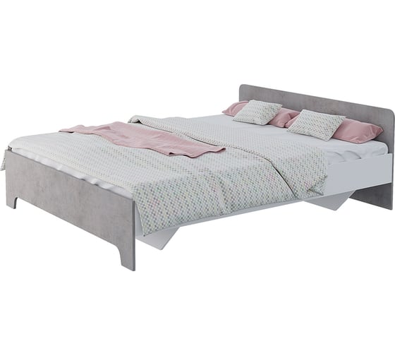 Кровать Арника с основанием 160x200 Victor, белый/бетон Н1447100