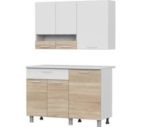 Кухонный гарнитур Арника КГ - 41200 белый / дуб Сонома / белый / Антарес 00-00143328