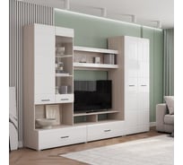 Стенка в гостиную Арника Ненси 1, Ясень светлый, белый Н1447012