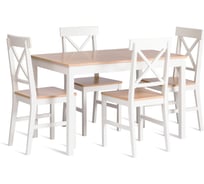 Обеденный комплект Tetchair Hudson Dining Set (mod.0103) (стол + 4 стула) МДФ/тополь/меламин, стол: 118x74x73 см, стул: 42,5x46,5x93,5 см, White (Белый)/Natural (натуральный) 21335