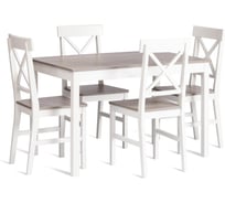 Обеденный комплект Tetchair Hudson Dining Set (mod.0104) (стол + 4 стула) МДФ/тополь/меламин, стол: 118x74x73 см, стул: 42,5x46,5x93,5 см, white (белый)/grey (серый) 21336