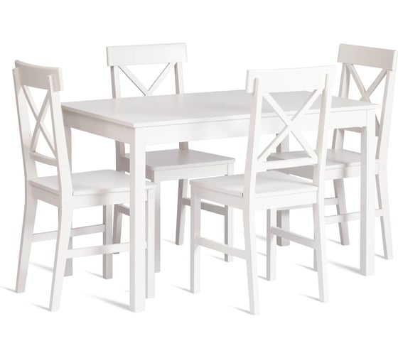 Обеденный комплект Tetchair Hudson Dining Set (mod.0102) (стол + 4 стула) МДФ/тополь/меламин, стол: 118x74x73 см, стул: 42,5x46,5x93,5 см, White (белый) 21334 1