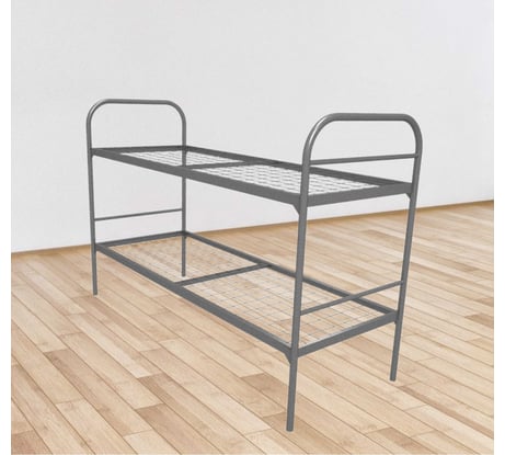 Двухъярусная металлическая кровать Sebmet 800x1900, сетка 100x50, усил.спинка, 1 перемычка (Э+) К2-80190-10050-У1П