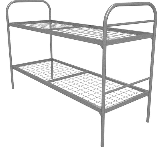 Двухъярусная металлическая кровать Sebmet 800x1900, сетка 100x50, усил.спинка, 1 перемычка (Э+) К2-80190-10050-У1П