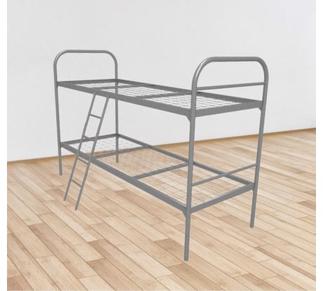 Двухъярусная металлическая кровать Sebmet 800x1900, сетка 100x100, 2 перемычки (Б+2) с лестницей К2-80190-100100-2ПЛ