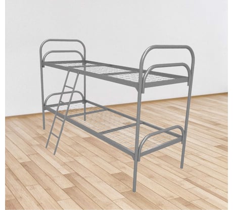 Двухъярусная металлическая кровать Sebmet 700x1900, сетка 100x100, 2 перемычки (С+2) с лестницей К2-70190-100100-2ПЛ