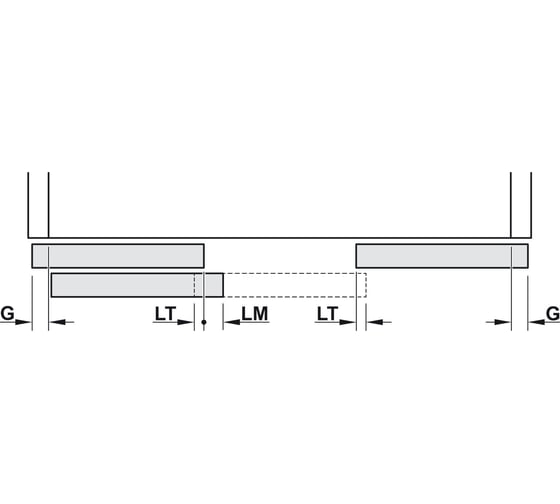 Комплект Hafele Slido F-Line43 2 двери толщина до 40мм 402.35.003