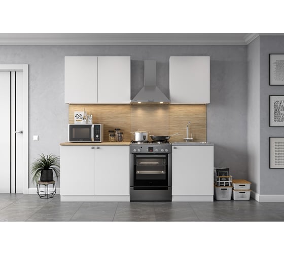 Кухонный гарнитур Арника МР КГ 6 1.6 м, белый текстурный/серия 2 00-00135943