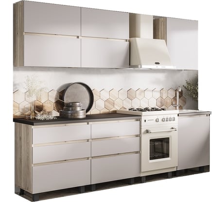 Кухня Арника Берген Лайт 2 м, дуб смоки/кашемир 00-00161004