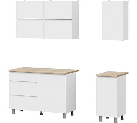 Кухонный гарнитур Арника МР Токио 1.6 м, белый текстурный/серия 3 00-00143330