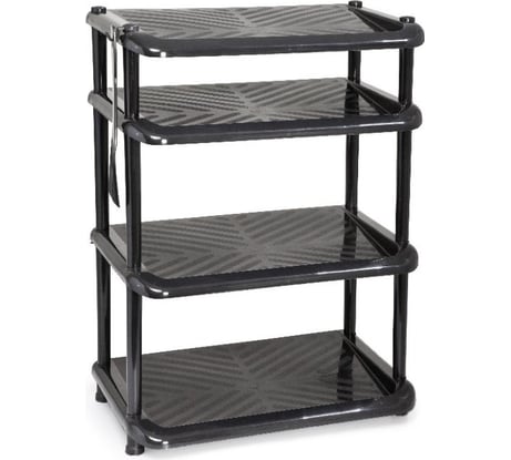 Этажерка для обуви Полимербыт Комфорт 4 полки, с рожком, черная 4340500