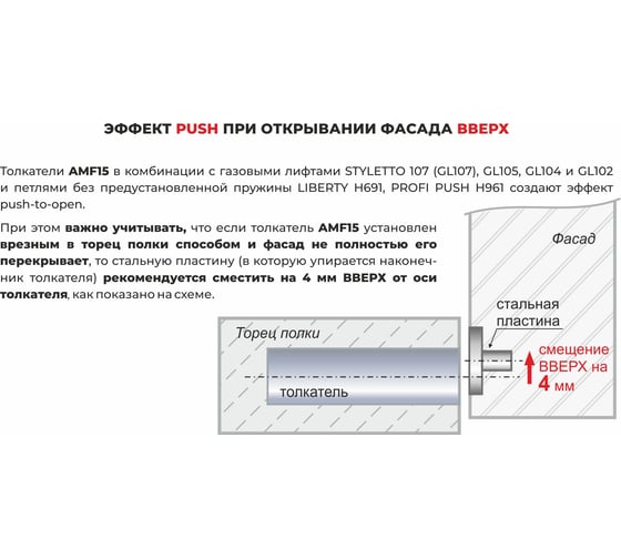 Магнитный толкатель BOYARD Push-to-Open скрытого монтажа AMF15/GR 107275