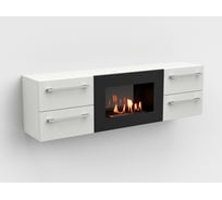 Тумба ТВ Lux Fire Нева настенная 1400 матовая, белая, с биокамином 600 ТС-600Б-1400х400х286