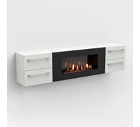Тумба ТВ Lux Fire Нева настенная 1700 матовая, белая с биокамином 900 ТС-900Б-1700х400х286