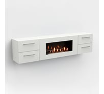 Тумба ТВ Lux Fire Белая Роза настенная 1700, с белым биокамином ТС-900Б-Р-1700х400х296