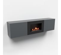 Тумба ТВ Lux Fire Каспий настенная 1600 матовая, графит с биокамином 600 ТНК1600Г