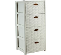 Комод IDEA Стиль ротанг 4 секции белый ротанг М 2736 белый ротанг