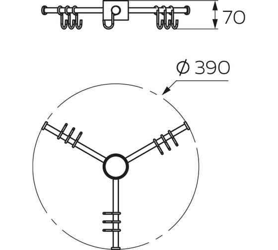Вешалка с крючками (9 шт) Lemax Д360 Ш361 В57, хром STV360