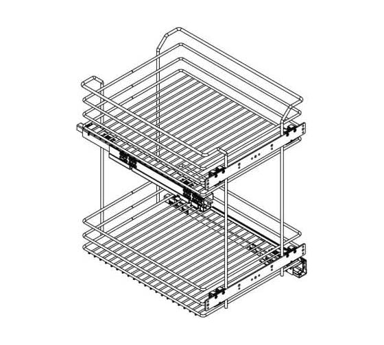 Сетка INOXA Quadro в базу 400 выдвижная с доводчиком, отделка хром 20S02/40-45PCR