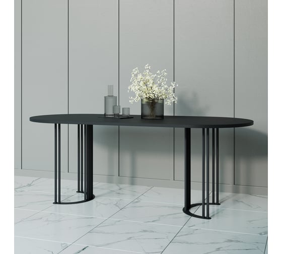 Овальный стол с металлическим подстольем GENGLASS VIOLUR GGT-20-2-2-20090 1