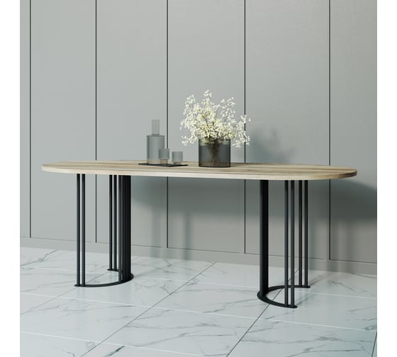 Овальный стол с металлическим подстольем GENGLASS VIOLUR GGT-20-2-1-20090