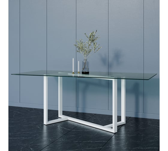 Стеклянный стол с металлическим подстольем GENGLASS VETLIX GGT-21-3-B-200-90