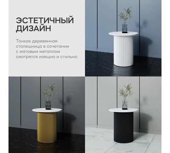 Столешница GENGLASS ЛДСП, 16 мм, белая, диаметр 600 мм GGTW-03-d60