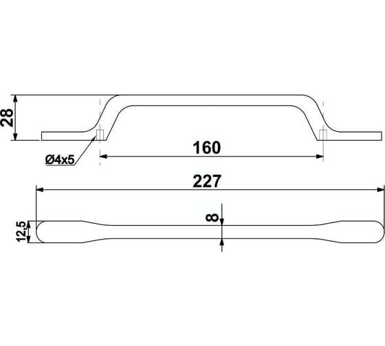Мебельная металлическая ручка скоба AKS SIGN 160 черный 59479