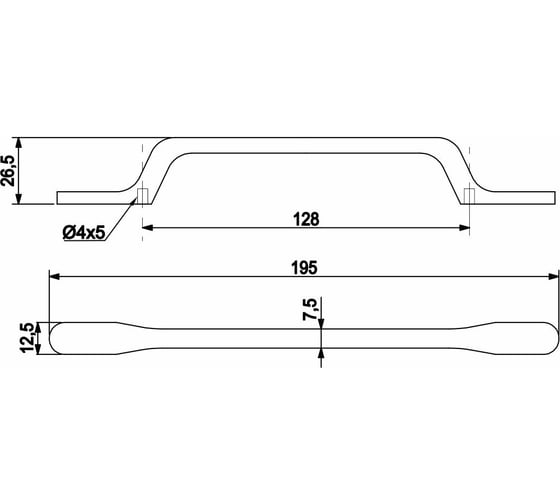Мебельная металлическая ручка скоба AKS SIGN 128 черный 59477