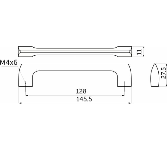 Мебельная металлическая ручка скоба AKS UZ814 128 черная 81614