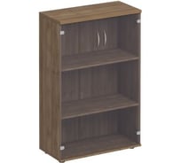 Шкаф для документов Юнитекс Комфорт с прозрачным стеклом 80_38_123, дуб шамони темный К.366_ШТ