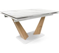 Керамический стол Woodville Кели 140(200)х80x76 см, дуб монтана/белый 588011